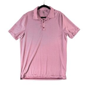 Graham Luxe‎ Mens Striped Polo Shirt Red White Preppy Casual Golf Short Sleeve L